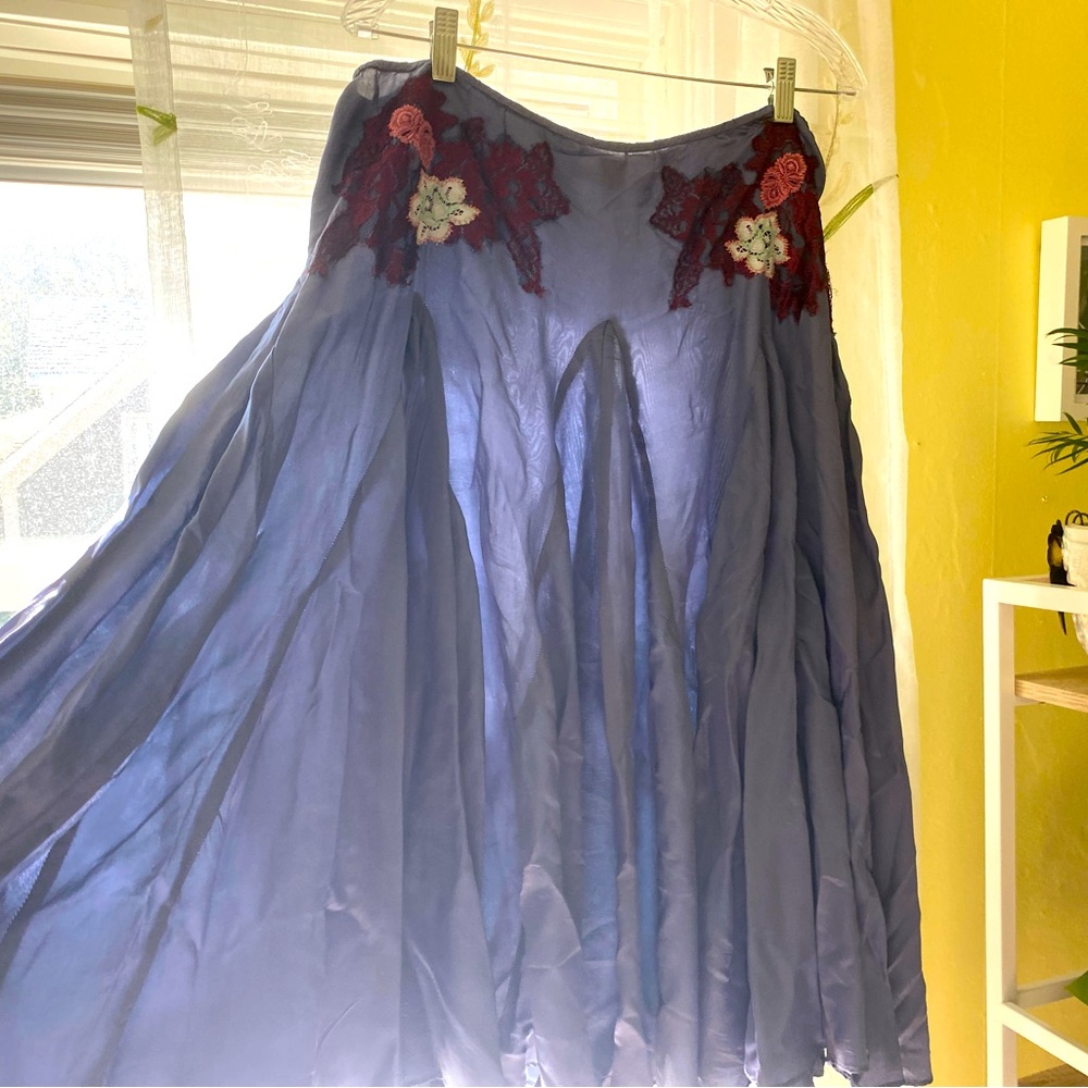 Free People | Silky Applique Midi Skirt - Picture 2 of 7